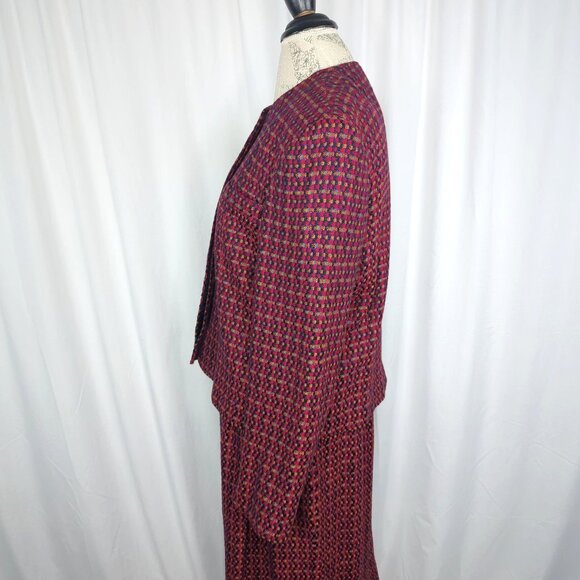 Vintage Evan Picone Blazer Medium Red Tweed Boxy - Picture 4 of 10